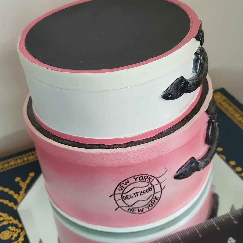 Cotton ball jar Shopping Spree Sears 2006 Pink black decor 4 x 4
